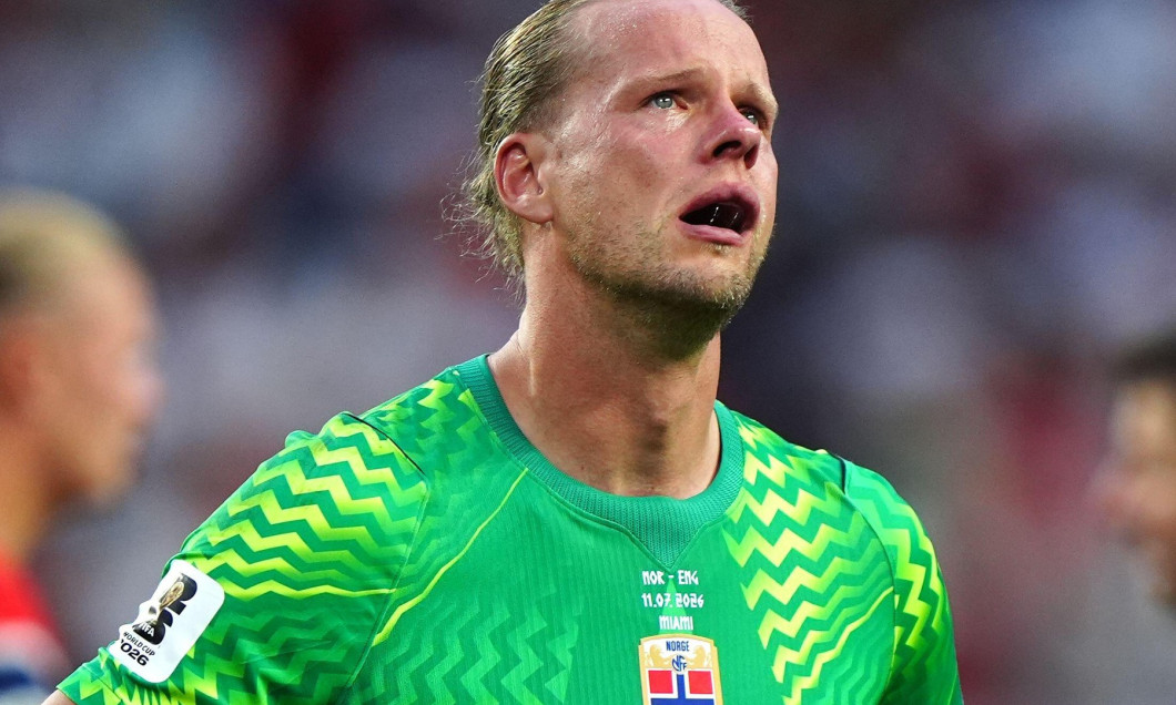 Norway goalkeeper Orjan Nyland appears dejected following defeat in the FIFA World Cup 2026 quarter-final match at the Miami Stadium. Picture date: Saturday July 11, 2026.