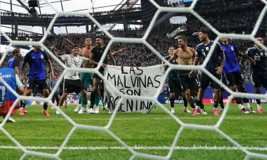 Argentina players hold up a banner with the words 'Las Malvinas son Argentinas' following victory in the FIFA World Cup 2026 semi-final match at the Atlanta Stadium. Downing Street has backed a minister’s call for Fifa to investigate whether Argentina pla