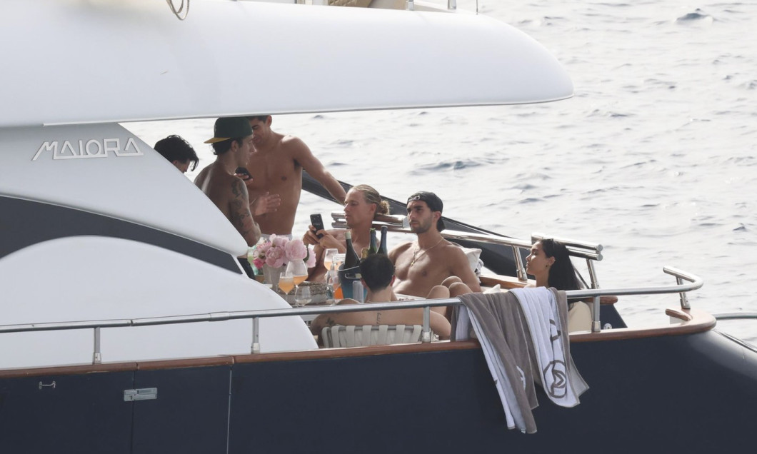FIFA World Cup champions Ferran Torres, Marcos Llorente and Marc Pubill on the boat in Formentera