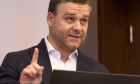 Bucharest, Romania. 20th Jul, 2026: Ciprian Ciucu, General Mayor of Bucharest, holds a press conference, at Bucharest City Hall. Ciucu addressed the critical financial situation of the Bucharest Transport Company (STB) and announced that he is asking the