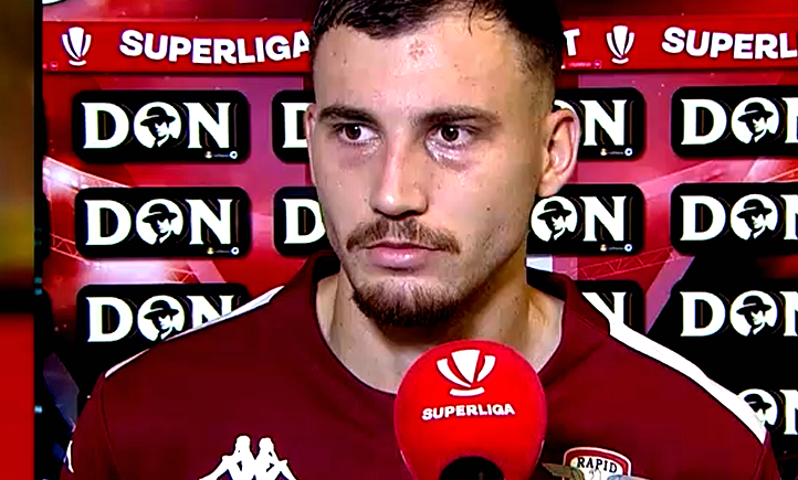 Reacția lui Stojilkovic, după ce a luat galben pentru simulare în minutul 90+3 la UTA - Rapid