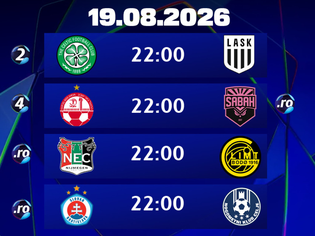 Play-off UEFA Champions League: Celtic - LASK Linz 0-0 / Hapoel Beer Sheva - Sabah 0-0, ACUM, Digi Sport 2 și 4!
