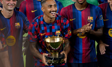 FC BARCELONA vs AL-ALHY FC AUG 19 ,2026 Raphina (11) of FC Barcelona with Joan Gamper Trophy at the end ofRaphina (11) of FC Barcelona the match between FC Barcelona and Al-Alhy FC corresponding to the Joan Gamper Trophy at Spotify Camp Nou in Barcelo