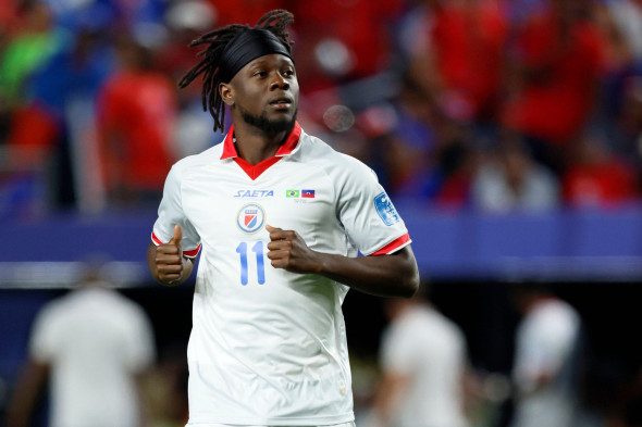 Louicius Don Deedson of Haiti running during the FIFA World Cup 2026 Group C match between Brazil and Haiti at Philadelphia Stadium on June 19, 2026 in Philadelphia, United States.