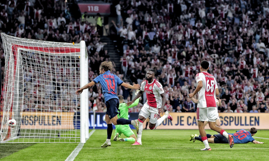Amsterdam, Netherlands. 27th Aug, 2026. AMSTERDAM, [DATUM], JohanCruijff ArenA, season 2026/2027, UEFA Conference League play-off football . Match between Ajax and FC Sion, 5-3. Picture shows Ajax player Toluwalase Arokodare goal celebration Credit: Pro S