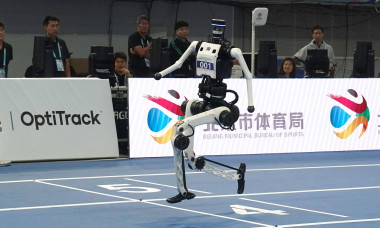 BEIJING, CHINA - AUGUST 25: Robots from Team Tiangong Ultra compete in the 4x100 meter relay final on day 4 of the 2nd W