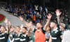 hráči FK Jablonec, fotbalisté sportovci, radost, gesto, fanoušci Glasgow Rangers