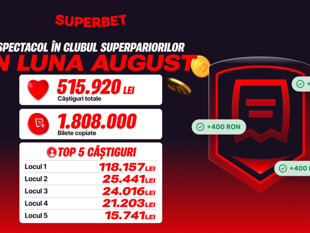 (P) Spectacol în Clubul SuperPariorilor în luna august! Cum intri în competiție în septembrie