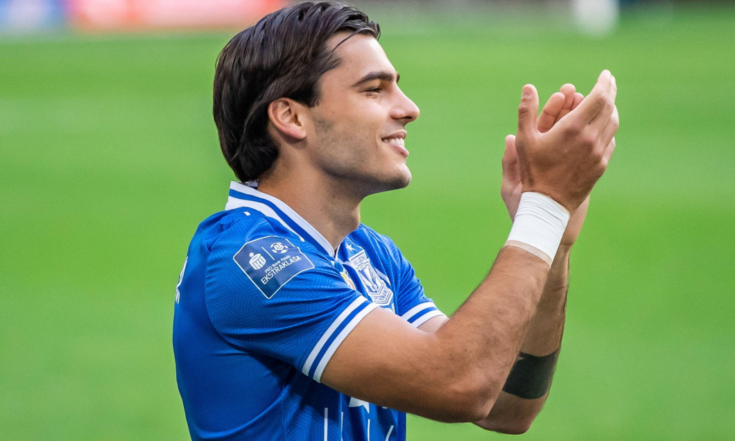 Poznan, Poland. 19th July, 2020. Karlo Muhar of Lech Poznan applauds after the Polish PKO Ekstraklasa match between Lech Poznan and Jagiellonia Bialystok at the Municipal Stadium in Poznan.Final score; Lech Poznan 4:0 Jagiellonia Bialystok. Credit: SOPA I