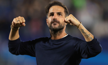 10th September 2026, Stadio Giuseppe Sinigaglia, Como, Italy, Como 1907 v RB Leipzig, UEFA Champions League, Group phase, Matchday 1, Season 2026-20267. Cesc Fabregas Head coach of Como 1907 celebrates the 4-1 victory in front of the fans after the match.