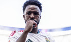 MADRID, SPAIN - SEPTEMBER 20: Vinicius Junior of Real Madrid looks on during the LaLiga EA Sports football match between Atletico de Madrid and Real Madrid at Estadio Riyadh Air Metropolitano on September 20, 2026 in Madrid, Spain. (Photo by Ricardo Nogue