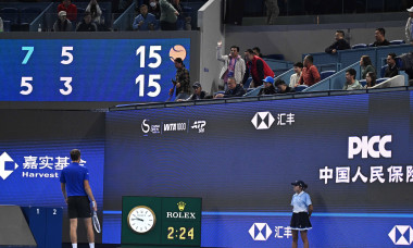 Beijing, China. 5 October, 2026. A spectator was injured and had to leave as a result of Medvedev mishitting a return during the Day 8 of China Open 2026 at National Tennis Center. Credit: Meng Gao/Alamy Live News