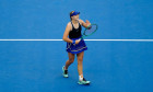 Beijing, China. 10th Oct, 2026. Mirra Andreeva of Russia celebrates winning against Nikola Bartunkova of Czech Republic (not in view) during the women's singles semi-final match on day eleven of China Open at the National Tennis Center. Credit: SOPA Image