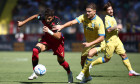 IPA88906563 - Albion Rrahmani of Venezia Football Club and Gabriele Calvani of Frosinone Calcio are in action during the 2026/2027 Serie A match between Frosinone Calcio and Venezia F.C. at Stadio Benito Stirpe in Frosinone, Italy.