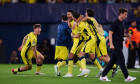 Villarreal, Spain. 13th Oct, 2026. VILLARREAL, SPAIN - OCTOBER 13: Pau Navarro of Villarreal CF celebrates after scoring his team's third goal during the UEFA Champions League 2026/27 League Phase MD2 match between Villarreal CF and SSC Napoli at Estadio
