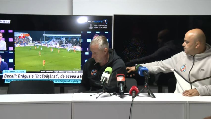 Moment comic: ”Reghe” a apărut la conferință în timp ce Gigi Becali făcea praf echipa FCSB-ului