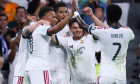 September 8, 2026, Estadio Santiago Bernabeu, Madrid, Spain: Federico Valverde of Real Madrid celebrates his goal with Kylian Mbappe, Jude Bellingham, Brahim Diaz and Vinicius Junior during UEFA Champions League 2026 27 football match between Real Madrid