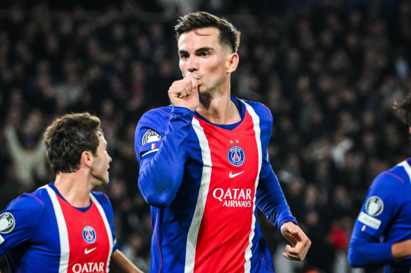 Paris, France. 20th Oct, 2026. Fabian RUIZ of PSG celebrates his goal during the UEFA Champions League, League phase MD3 football match between Paris Saint-Germain and FC Barcelona on 20 October 2026 at Parc des Princes stadium in Paris, France - Photo Ma