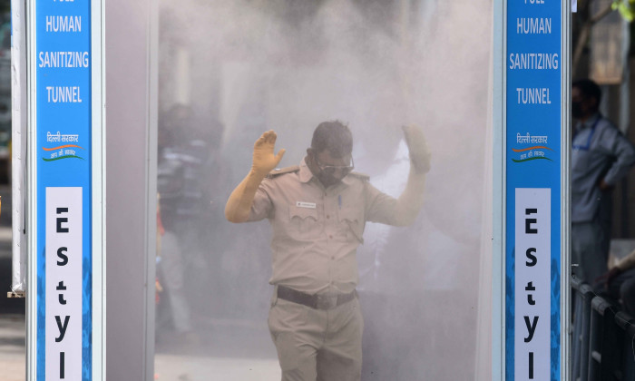 Sanitation Drive During Three Week Lockdown To Stop Spread Of Coronavirus COVID-19 Pandemic, New Delhi, India - 10 Apr 2020