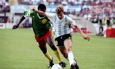 Claudio Caniggia of Argentina and Benjamin Massing of Cameroon