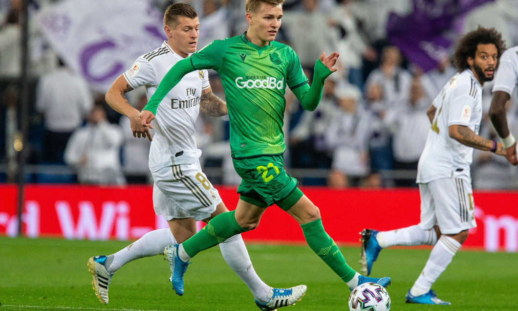 Real Sociedad's Martin Odegaard seen in action during the Spanish quarterfinal Copa del Rey match between Real Madrid and Real Sociedad at Santiago Bernabeu Stadium in Madrid.(Final score; Real Madrid 3:4 Real Sociedad)