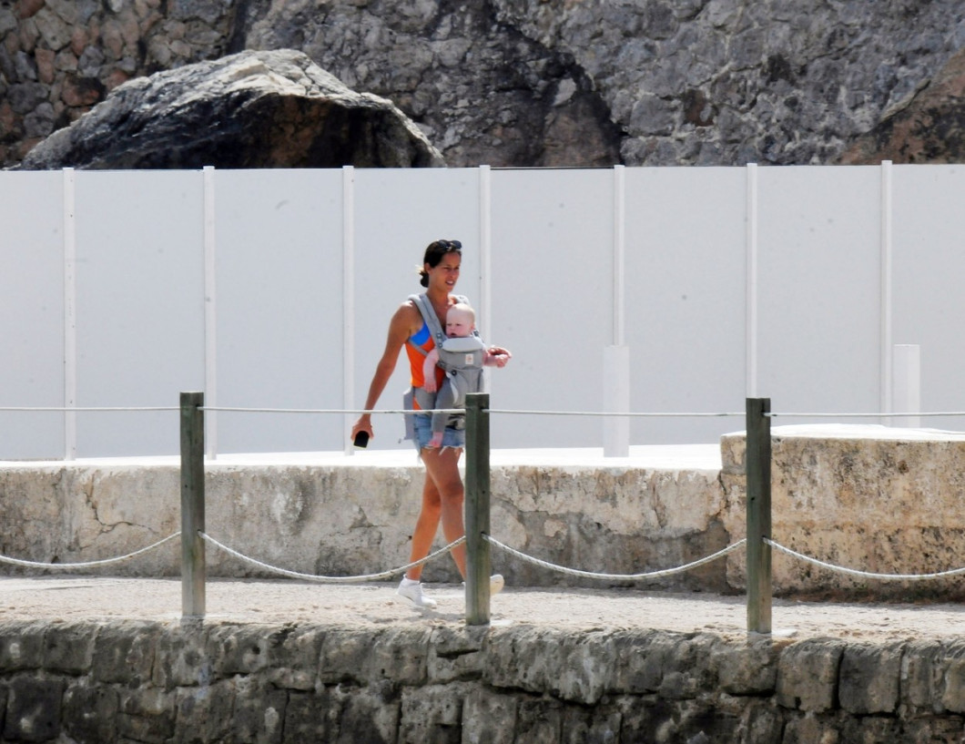 *EXCLUSIVE* WEB MUST CALL FOR PRICING - Former German footballer Bastian Schweinsteiger's wife Ana Ivanovic pictured looking stunning in a blue bikini as she is pictured spending some quality time on the beach with son in Majorca.