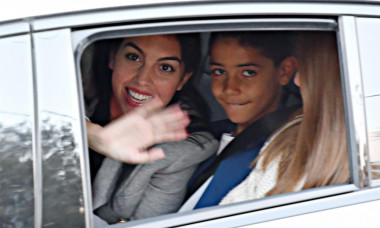 Georgina Rodriguez leaves the Hotel Globo in San Remo with her son Cristiano Jr