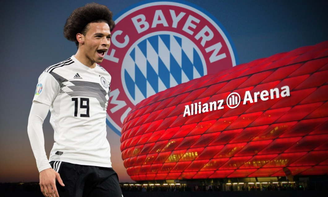 PHOTO ASSEMBLY: According to media reports, Leroy SANE is moving to FC Bayern Munich. The 24-year-old is said to have signed a contract by 2025. Archive photo; goal shooter Leroy SANE (GER) celebrates the goal for 1: 0 for Germany, jubilation, cheer, chee