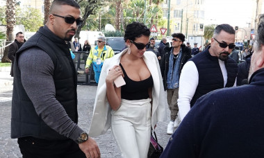 *EXCLUSIVE* *WEB MUST CALL FOR PRICING* *PICTURES TAKEN ON THE 06/02/20* Georgina Rodriguez and Cristiano Ronaldo at Sanremo.