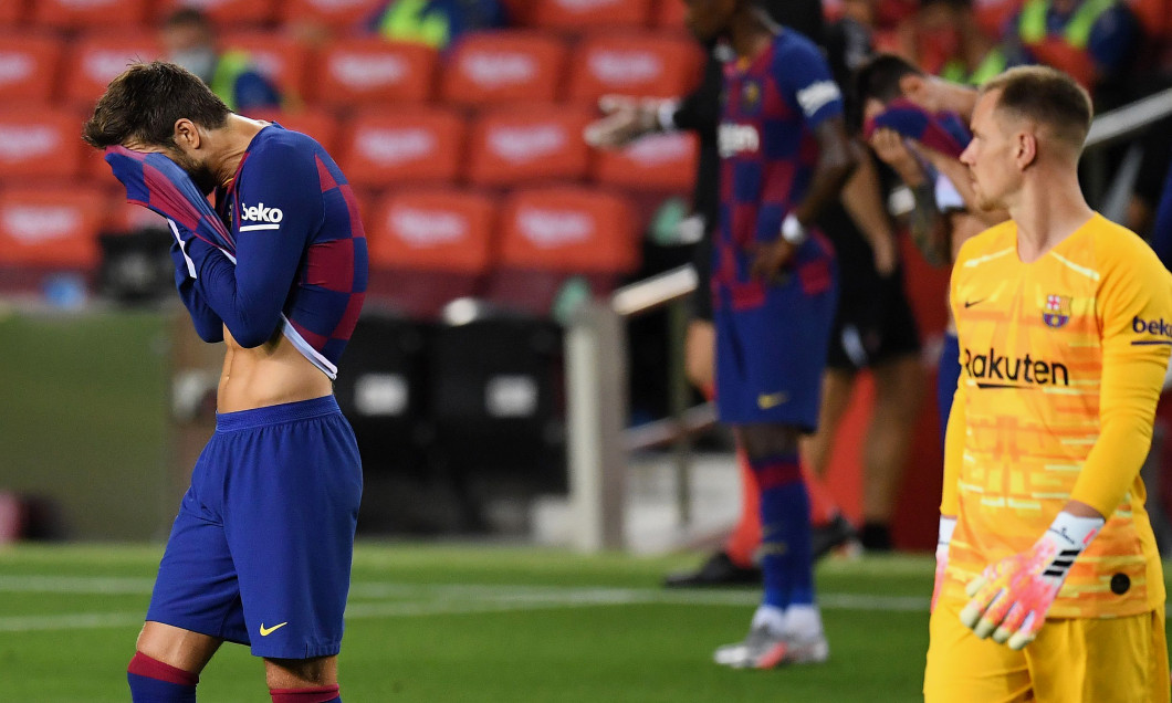 Jucătorii Barcelonei, după un meci cu Osasuna / Foto: Getty Images