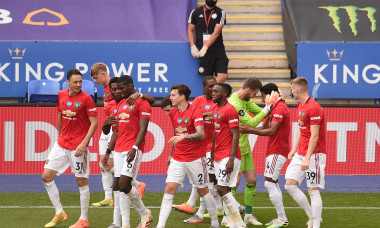 Jucătorii lui Manchester United, după victoria cu Leicester / Foto: Getty Images