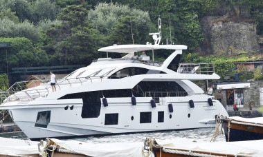 *EXCLUSIVE* Fresh from winning the league with Juventus, the Portuguese footballer Cristiano Ronaldo is spotted on his Azimut mega yacht with his partner Georgina Rodriguez and his son Cristiano Ronaldo Jr on holiday in Portofino. *WEB MUST CALL FOR PRICI