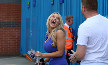 Leeds United TV Presenter Emma Louise Jones Seen Arriving At Elland Road Today Ahead Of The Game Between Leeds United FC and Stoke City FC.