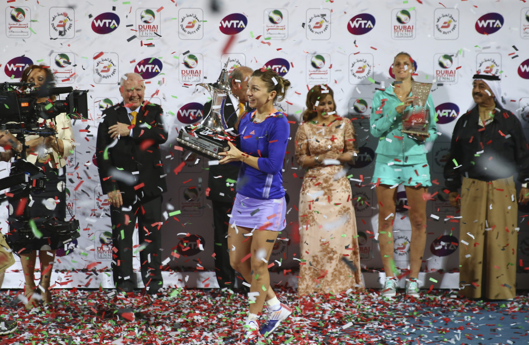 Simona Halep a învins-o pe Karolina Pliskova în prima finală directă, Dubai 2015 / Foto: Getty Images