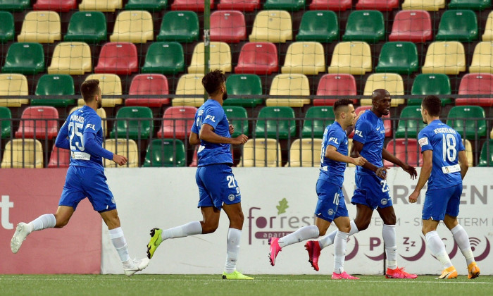 Fotbaliștii de la Slovan Liberec, în partida cu Riteriai / Foto: Profimedia