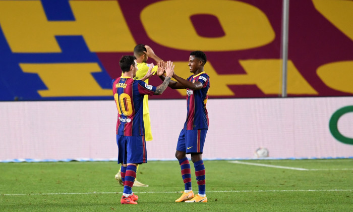 Ansu Fati și Lionel Messi, în meciul dintre Barcelona și Villarreal / Foto: Getty Images