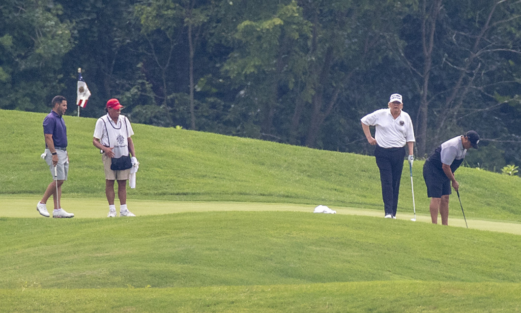 President Trump Goes Golfing In Virginia
