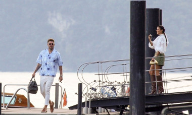 *EXCLUSIVE* Danish professional footballer Nicklas Bendtner and his girlfriend Philine Roepstorff visit wedding locations in Lake Como!