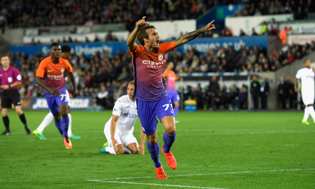 Aleix Garcia, după un gol marcat pentru Manchester City într-un meci cu Swansea / Foto: Getty Images