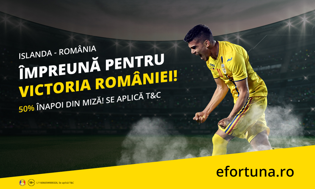 (P) O nouă promoție tare Fortuna cu România vs Islanda în filmul anului pentru noi