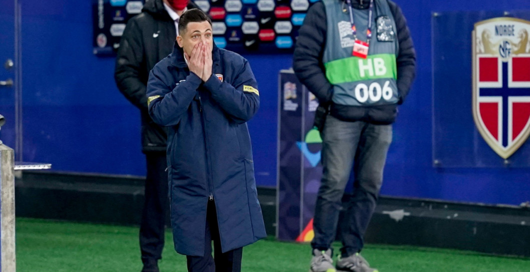 Mirel Rădoi, în meciul cu Norvegia / Foto: Profimedia