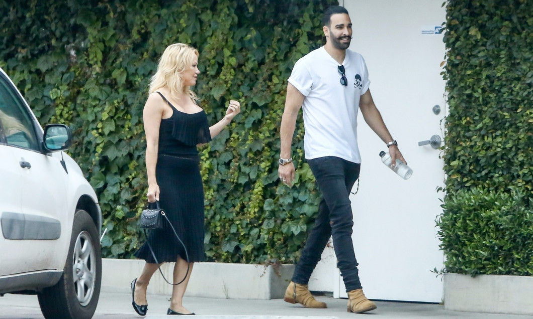 *EXCLUSIVE* Pamela Anderson out for a stroll with her boyfriend Adil Rami around Malibu.