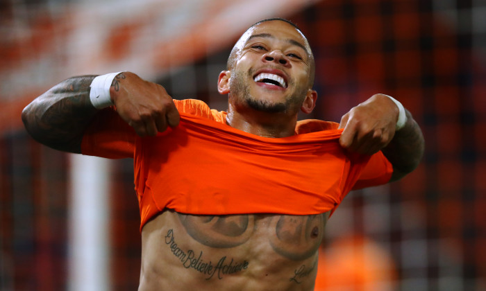 Memphis Depay, după golul marcat pentru naționala Olandei într-un meci cu Irlanda de Nord / Foto: Getty Images