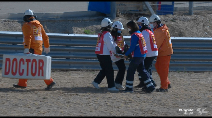 Momentul în care Fabio Quartararo e aruncat în aer de pe motocicletă, la 150 de kilometri/oră/ foto: Digi Sport