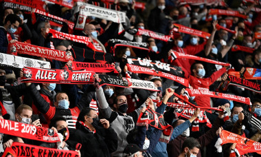 Suporterii lui Rennes, în timpul meciului cu Krasnodar din Champions League / Foto: Profimedia
