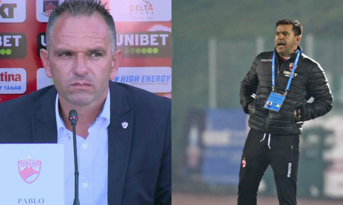 Pablo Cortacero și Cosmin Contra, acționarul majoritar, respectiv antrenorul principal de la Dinamo / Foto: Colaj Digi Sport