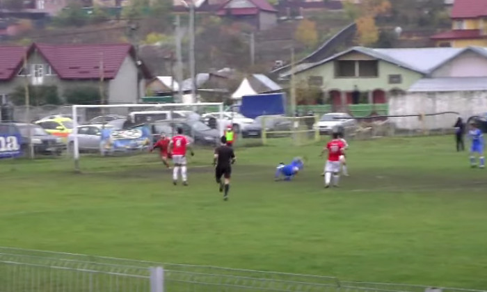 Robert Asăvoaei a marcat un euro-gol în Liga 3 / Foto: Captură Youtube@Știința Miroslava