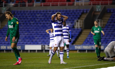 Madejski Stadium, Reading, Berkshire, UK. 4th Nov, 2020. English Football League Championship Football, Reading versus Preston North End; George Puscas of Reading is disappointed after his header goes over the bar Credit: Action Plus Sports/Alamy Live New
