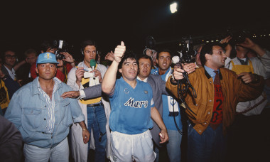 Diego Maradona Napoli v Stuttgart UEFA Cup Final 2nd Leg 1989