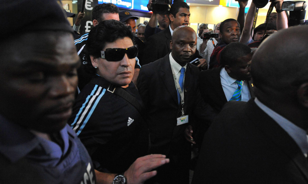 Diego Maradona Arrives In Johannesburg